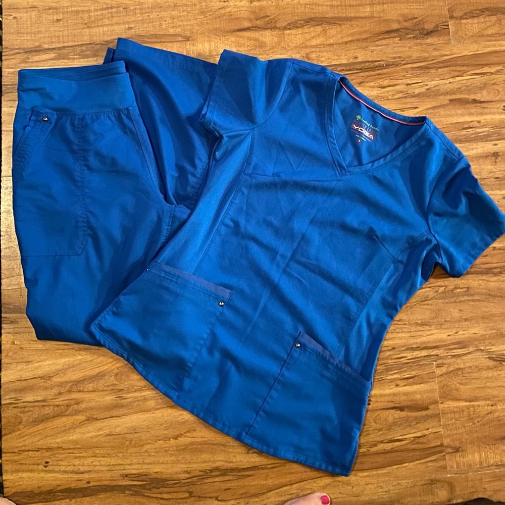 Royal blue scrubs healing hands